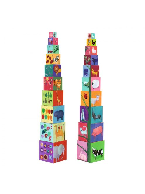Djeco Toronyépítő kocka - Természet és állatok - 10 nature & animal blocks