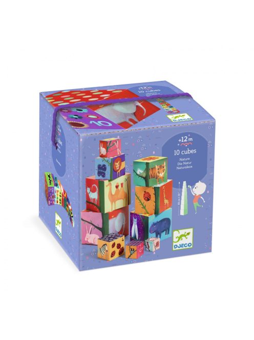 Djeco Toronyépítő kocka - Természet és állatok - 10 nature & animal blocks