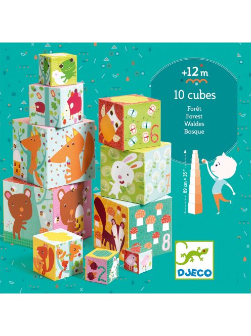Djeco Toronyépítő kocka - Erdei állatok - 10 forest blocks