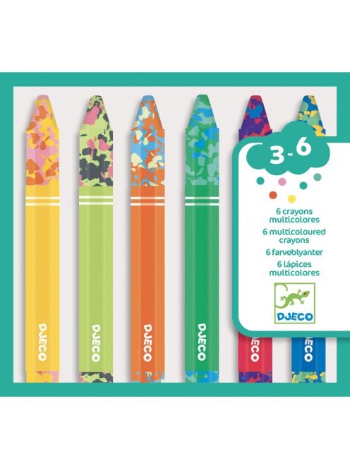 Djeco Művészeti műhely - 6 többszínű viaszkréta - 6 multicoloured crayons