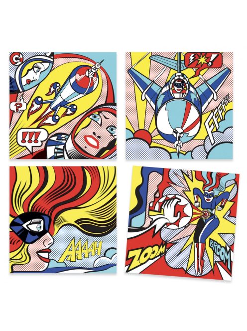 Djeco Művészeti műhely - Szuperhősök -  Inspired by Roy Lichtenstein - Superheroes