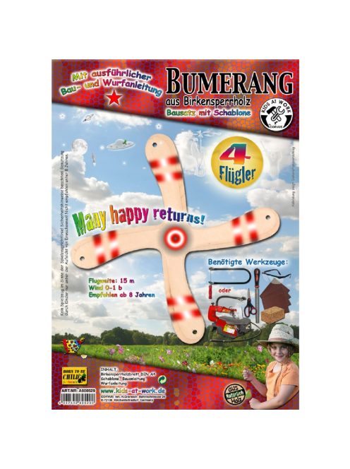 Kids at Work Bumeráng készítő fa - 4 szárnyú