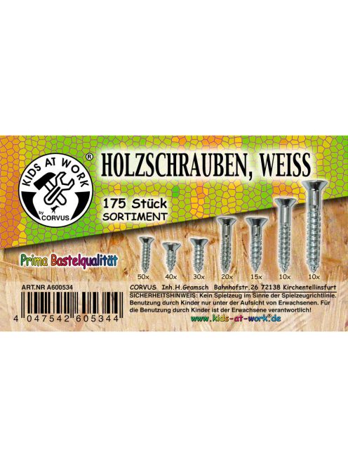 Kids at Work Facsavar készlet különböző horganyzott facsavarokkal