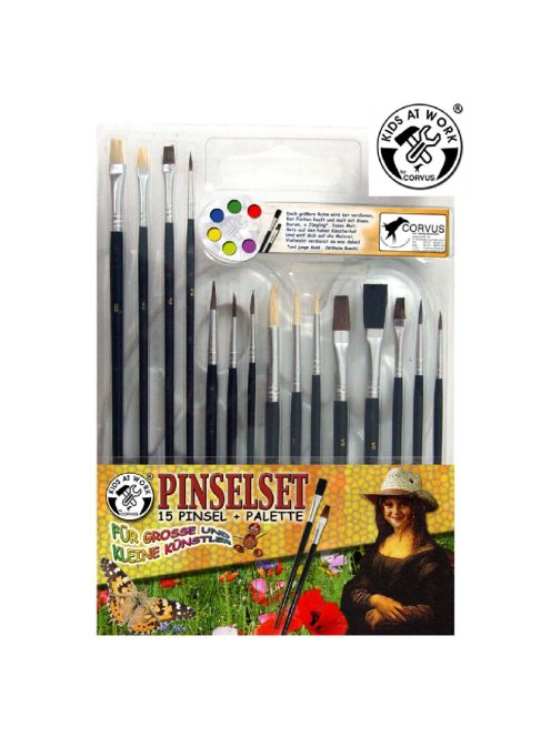 Kids at Work Ecsetkészlet - 15 féle ecset + 1 festő paletta