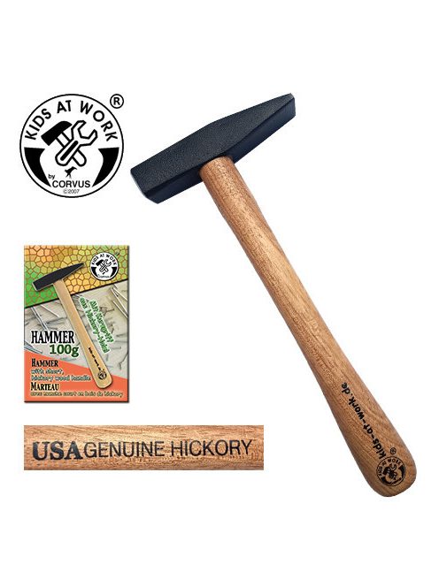 Kids at Work Kalapács 100 g-os rövid markolattal, hickory fából