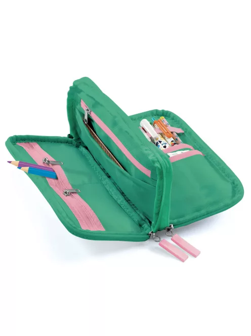 Djeco Tolltartó két rekesszel sok zsebbel Virág - Fleur stationery kits