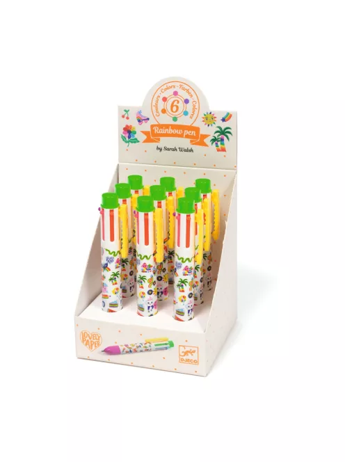 Djeco Hatszínű golyóstoll Fluoreszkáló színek - Rainbow pen Sarah