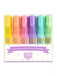   Djeco Lovely Paper Szövegkiemelő mini toll készlet 6 pasztell színben - 6 mini pastel highlighters
