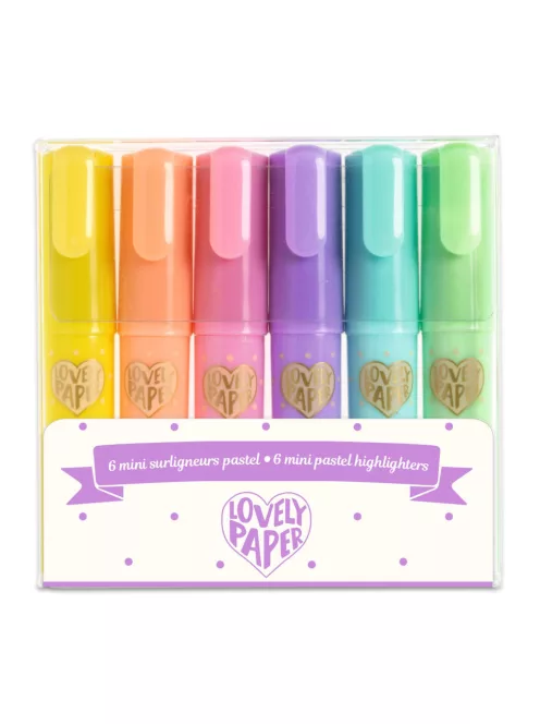 Djeco Lovely Paper Szövegkiemelő mini toll készlet 6 pasztell színben - 6 mini pastel highlighters