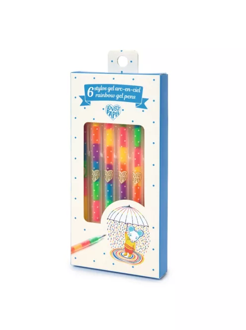 Djeco Lovely Paper Zseléstoll készlet 6 szivárvány színben - 6 rainbow gel pens