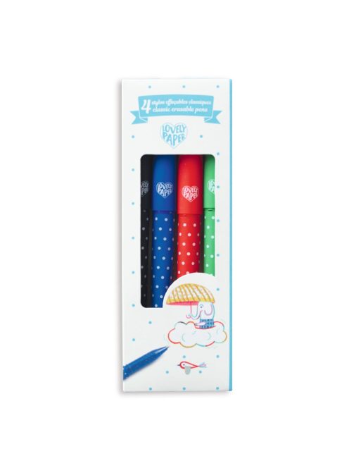 Djeco Lovely Paper Radírozható tollkészlet 4 színű - 4 Classic erasable pens
