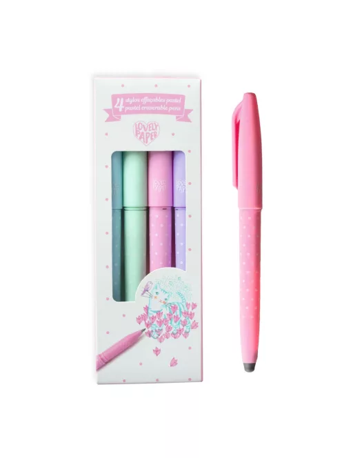 Djeco Lovely Paper Radírozható tollkészlet 4 pasztell színű - 4 Pastel erasable pens