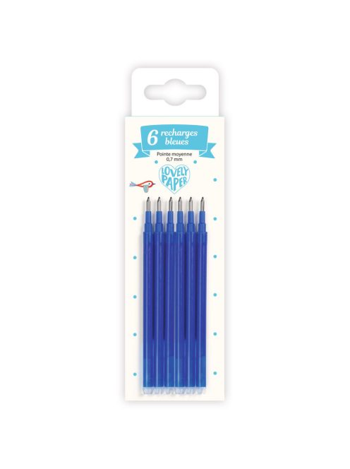 Djeco: Lovely Paper Tollbetét - Kék, 6 db-os - Set of 6 blue refills - medium point