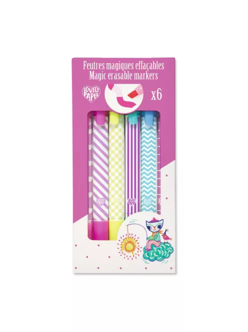 Djeco Mágikus filctolkészlet 6 db radírozható filctoll - Magic erasable markers