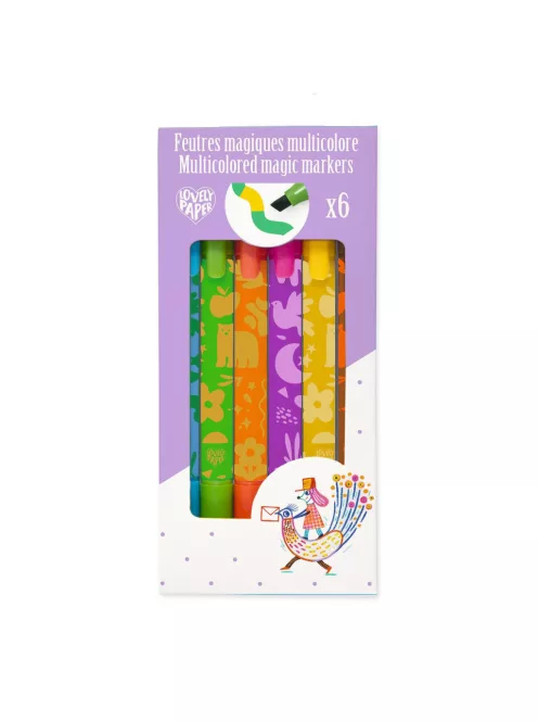 Djeco Mágikus filctolkészlet 6 db színváltó filctoll - Multicolored magic markers