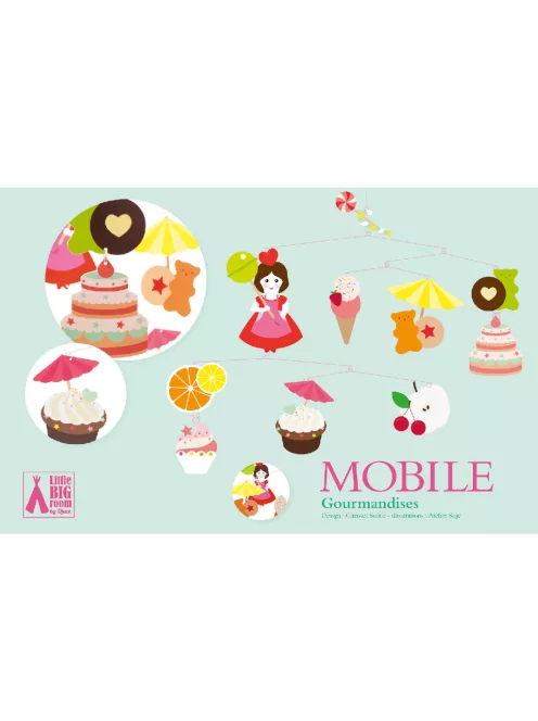 Djeco Little Big room Szélmobil függődísz Édességek - Sweets