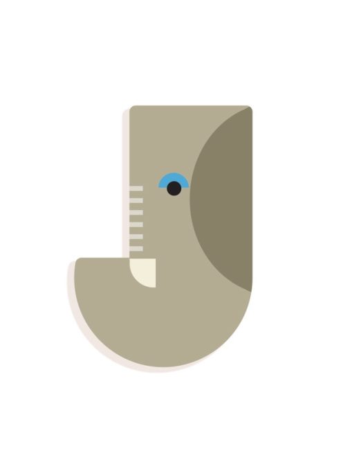 Djeco Állatdekor betű - J - Graphic animal letter