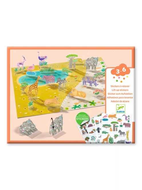 Djeco Matricázós sztorik 3D Állati élőhelyek - Lift-up stickers - Animals