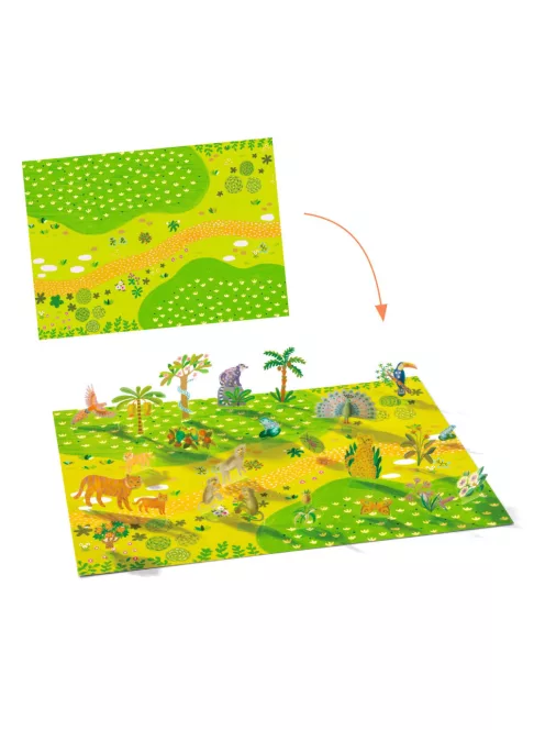 Djeco Matricázós sztorik 3D Állati élőhelyek - Lift-up stickers - Animals