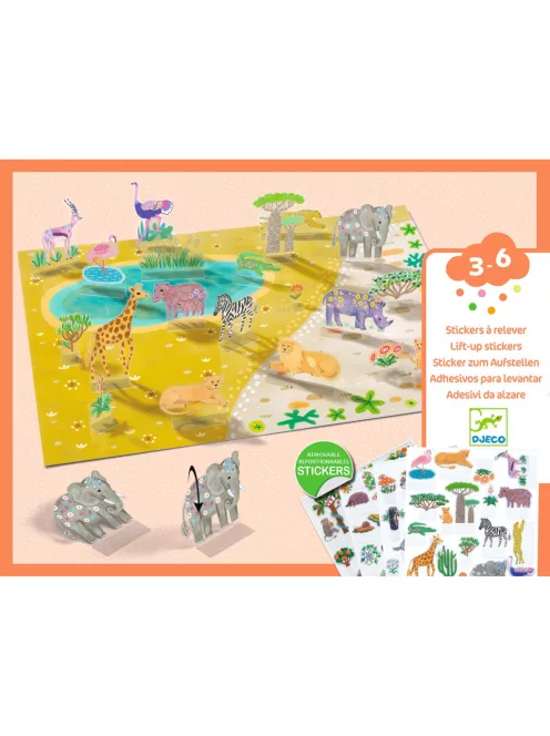 Djeco Matricázós sztorik 3D Állati élőhelyek - Lift-up stickers - Animals