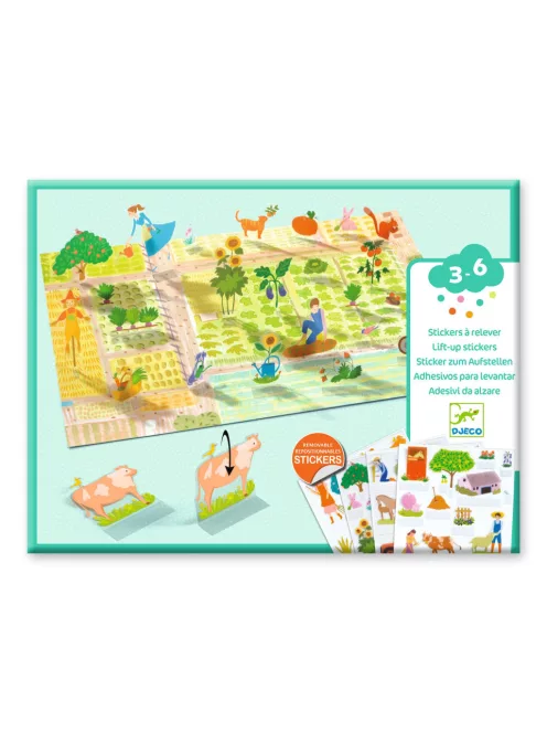 Djeco Matricázós sztorik 3D Élet vidéken - Lift-up stickers - Farm