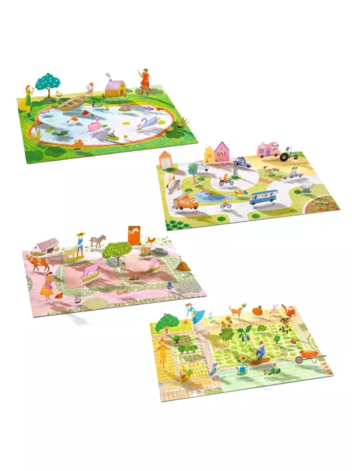 Djeco Matricázós sztorik 3D Élet vidéken - Lift-up stickers - Farm
