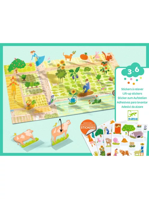 Djeco Matricázós sztorik 3D Élet vidéken - Lift-up stickers - Farm
