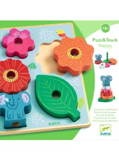  Djeco Formaillesztő és toronyépítő - Vidám - Puzz & Stack Happy
