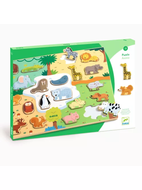 Djeco Formaillesztő formaberakó Állati formák - Puzzlo Animo