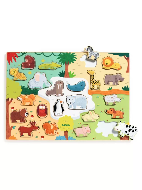 Djeco Formaillesztő formaberakó Állati formák - Puzzlo Animo