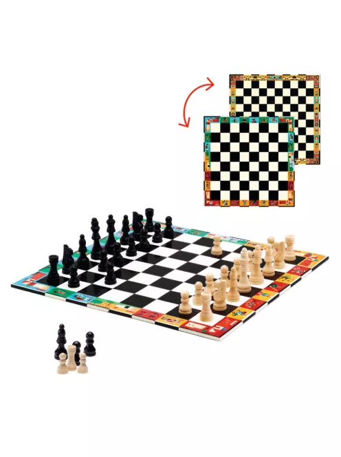 Djeco Társasjáték klasszikus Sakk Kínai sakk és Dáma - Chess+Checkers