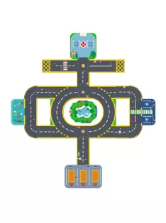   Djeco CRAZY MOTORS Autópálya városi úthálózat épület elemekkel 33 darabos - Puzzl'Up City-Giant