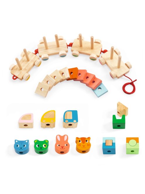 Djeco Húzható és építőjáték Kisvonat - Créaroule, my little train