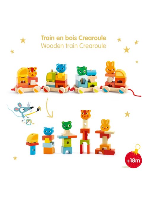 Djeco Húzható és építőjáték Kisvonat - Créaroule, my little train