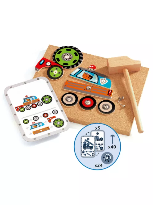 Djeco Kalapálós játék Autós - Vehicles tap tap
