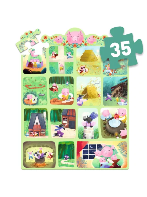 Djeco Mese puzzle A három kismalac 35 db-os - The Three Little Pigs
