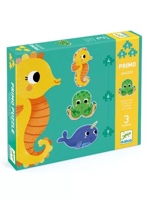 Djeco Primo puzzle A tengerben, 4, 6, 9 db-os - In the sea