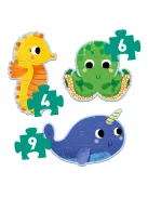 Djeco Primo puzzle A tengerben, 4, 6, 9 db-os - In the sea