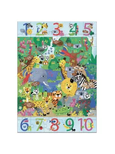   Djeco Megfigyeltető puzzle Dzsungelben 1-10-ig 54 db-os - 1 to 10 Jungle