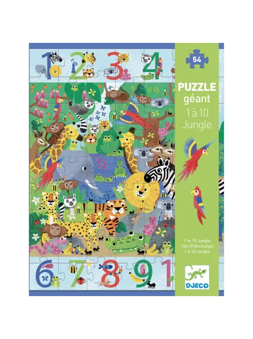 Djeco Megfigyeltető puzzle Dzsungelben 1-10-ig 54 db-os - 1 to 10 Jungle