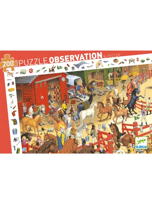Djeco Megfigyeltető puzzle Lovaglás 200 db-os - Horse riding