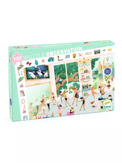 Djeco Megfigyeltető puzzle Balett iskola 100 db-os - The dance school