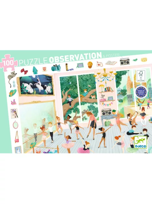 Djeco Megfigyeltető puzzle Balett iskola 100 db-os - The dance school