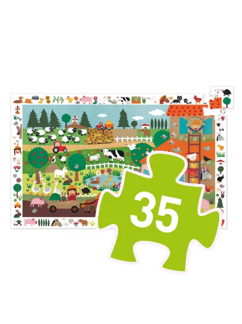 Djeco Megfigyetetlő puzzle A farm 35 db-os - The farm