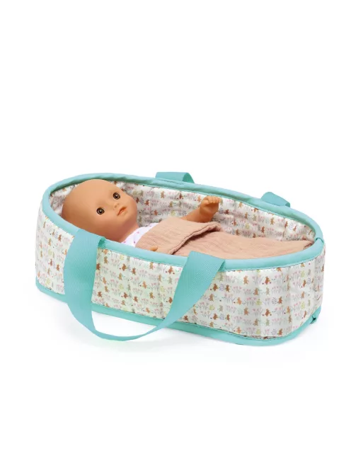 Djeco Játékbaba Mini 20 cm - Sasha mózeskosárral