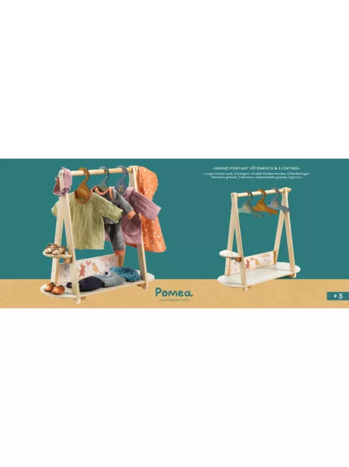 Djeco Pomea Nagy ruhafogas 3 vállfával - Large clothes rack 3 hangers