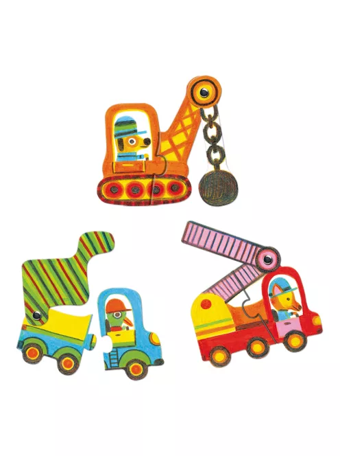 Djeco Párositó puzzle Munkagépek - Articulo vehicles