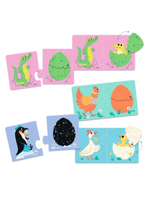 Djeco Párosító puzzle Kié a tojás 12 db-os - Funny eggs