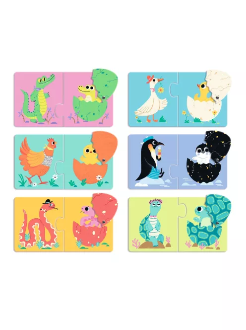 Djeco Párosító puzzle Kié a tojás 12 db-os - Funny eggs