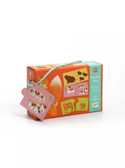 Djeco Párosító puzzle Kié a kölyök 24 db-os - Baby animals